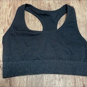 All In Motion Black Razor Back Sports Bra Metallic